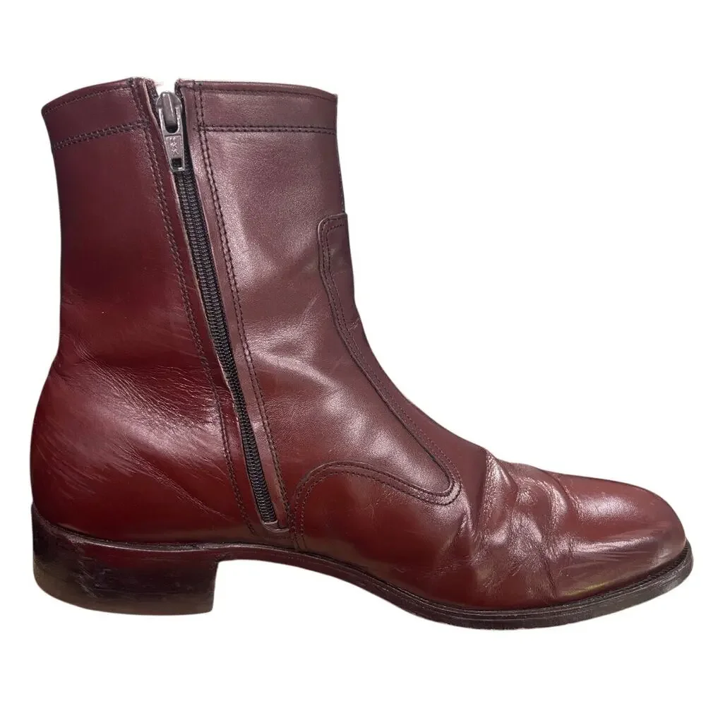 Vintage MASON Velvet-Eez Oxblood Leather Wellington Pull On Boots 7.5 D